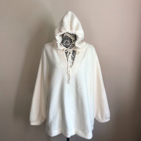 Ann Taylor LOFT Plus Sherpa Hoodie - Size 16/18 Plus - Whisper White - Picture 9 of 11